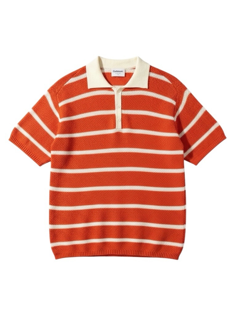 Callahan Knitwear Doris Oversized Polo in Poppy Stripe NWT Size Small